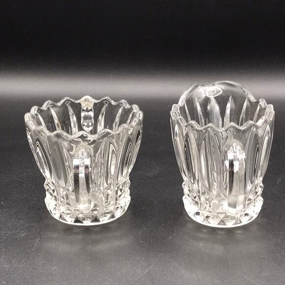 Vintage Indiana Glass Lotus Blossom Tulip Sugar Bowl & Creamer Set 1007 Clear - Picture 2 of 12